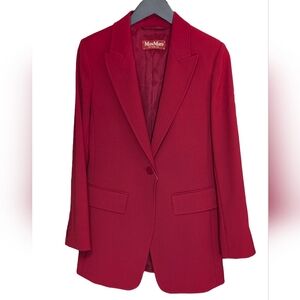 NWT MaxMara Studio Burgundy Wool Titty Crepe Blazer
